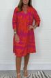 2025 Independent Site European And American V-neck Printed Three-Quarter Sleeve Floral Women's Dress_ecoleips.com
