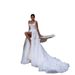 【Pre-sale | Ships In 15 Days】Elegant Suspender Wedding Dress With High Slits And Train, Three-dimensional Flower Beaded Embroidery Wedding Dress_ecoleips.com