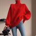 Trendy Diamond Crochet Knit Sweater - Women's Casual High Neck Pullover With Breathable Acrylic Blend (Red, Yellow, Dark Green, Purple, Teal, Gray)_ecoleips.com