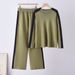 Women's Fashion Two Piece Set High Waisted Color Blocked Wide Leg Trousers And Knit Sweater Loose Slimming High Street Style_ecoleips.com