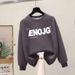 Women's Thickened Fleece Lined Pure Cotton Sweatshirt round Neck Simple Letter Print Autumn Winter Fashion Top_ecoleips.com