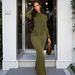 Women's Elegant Ruched Round Neck Long Sleeve Bodycon Midi Dress – Summer Party Gown 2026_ecoleips.com