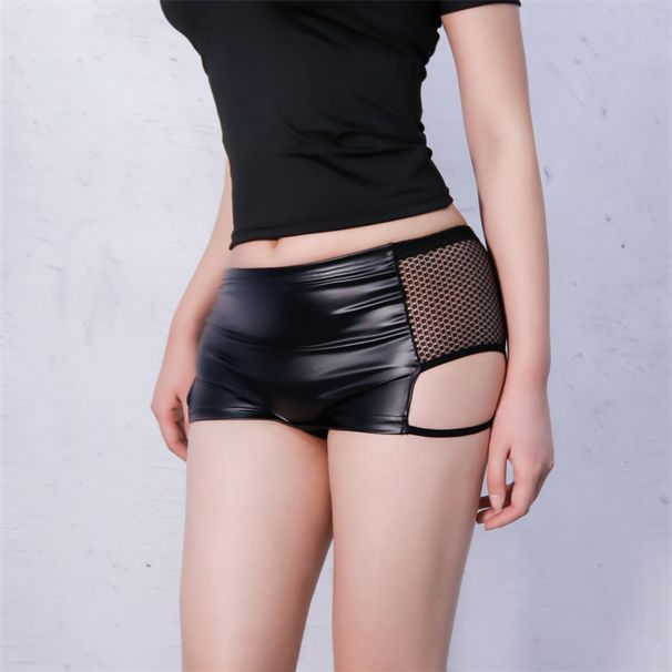 Verve Crop Top Ultra Short Transparent Mini Sexy Hot Girl Hip-Hugging PU Leather Skirt_ecoleips.com