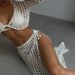 European And American Summer New Beach Women's Solid Color Sexy Knitted Beach Bikini Swimsuit Cover Up Sunscreen Suit_ecoleips.com