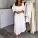 Women's Clothing Summer New Solid Color Hollow U Neck Puff Sleeve Dress Women's Clothing_ecoleips.com