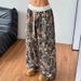 Women's Fashion Casual Elastic Waist Camouflage Print Slim Wide Leg Mopping Pants_ecoleips.com