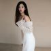Off-Shoulder Satin Light Wedding Super Fairy French Mori Style Travel Shoot Outing Bride Elegant Simple Slim Fit Mini_ecoleips.com