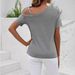 Women's Summer One Shoulder T-Shirt Short Sleeved Halter Top European American Style Revealing Collarbone Irregular Fit_ecoleips.com