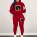Women's Fashionable Street Dance Style Printed Hooded Sweatshirt And Sweatpants Set Casual Autumn Winter Warm Clothing_ecoleips.com