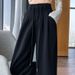 Women's Casual Wide Leg Pants Elastic Waist Loose Slimming Straight Leg Sweatpants American Style Autumn Fashion Long Trousers_ecoleips.com