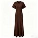 Women's European American Style Cross-Border French Waist Cinching Dress Summer round Neck Short Sleeve A-Line Knit Dress_ecoleips.com
