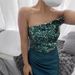 2026 European And American Cross-border New Style Green Sequin Fairy-like Long Elegant Wedding Dress Evening Gown_ecoleips.com