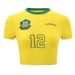 European And American Hot Girl Football Number 12 Printed Sexy Short-sleeve Retro Brazilian Cropped Slim-fit Top T-shirt_ecoleips.com
