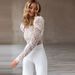 Women's Clothing Round Neck Sexy Long Sleeved Trousers Backless Jumpsuit_ecoleips.com
