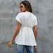 Voya Women's V-neck Bat Sleeve Loose Temperament T-shirt Spring New Style Pullover Solid Color Short Sleeved Top_ecoleips.com