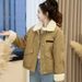 girl Lamb Wool Pachwork Fleece Coa For Women 2025 Auumn Winer New Vinage Commuer Turn-Down Collar Workwear Coon_ecoleips.com