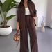Women's Clothing spring and summer new fashion solid color loose tops casual wide leg pants women's two piece suit_ecoleips.com