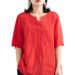 Summer Retro-Style Embroidered Cotton T-Shirt Made Of Pure Cotton; Features A Loose Fit That Flatters The Figure, A V-Ne_ecoleips.com