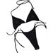 New Black Bikini Three Piece Swimsuit Style Sexy Low Waisted Thong Two Piece Tie On Women's Clothing_ecoleips.com