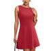 2025 New Solid Color Spicy Girl Short Sleeveless Skirt High-End Round Neck Women's Dress_ecoleips.com