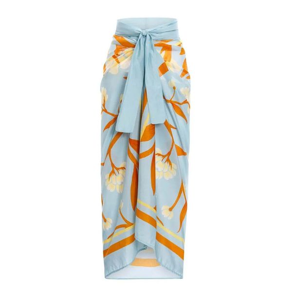 Women's Clothing 3-Piece Bikini Swimsuit Set With Chiffon Long Skirt Retro Strappy Design Sexy Vacation Wear_ecoleips.com