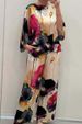 Summer/Autumn 2024 Women's Urban Elegance Off-The-Shoulder Batwing Sleeve Trouser Suit Loose Printed Casual Fashion mid Waist_ecoleips.com