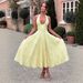 Women's Long Evening Dress V Neck Halter Neck Sleeveless Jacquard Belted Waist High End Party Dinner Gown 2025_ecoleips.com