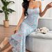 AD193 Southeast Asia Spring And Autumn New Fresh Resort Style Vintage Printed Strap Bodycon Sweet Dress_ecoleips.com