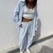 Women's Breathable Striped Shirt Tie-Waist Pants Set 100% Cotton Spring Fall Outfit Pink Blue S M L_ecoleips.com