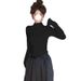White Semi-Turtleneck Base Shirt Women's Autumn And Winter Underwear With Straight Shoulders And Long-Sleeved T-Shirts,_ecoleips.com