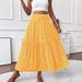 Women's Clothing Small Floral Three Layer Splicing Long Skirt High End Women's A Line Skirt_ecoleips.com