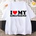 European And American Cross-border Foreign Trade Clothing "I Love My Girlfriend" Printed Round-neck Short-sleeve Women's_ecoleips.com