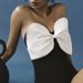 Women's Black & White Tube Top One-Piece Swimsuit With Bow - Stylish Bathing Suit For Women_ecoleips.com