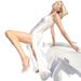 Voya European And American Style Border Foreign Trade Women's Sexy Strap Off-Shoulder Lace Sheer Ruched Dress_ecoleips.com