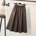 Brown High-Waisted A-Line PU Leather Skirt Mid-Length Hip Covering Slimming Bodycon Style Women's Skirt For Autumn Winter 2025_ecoleips.com