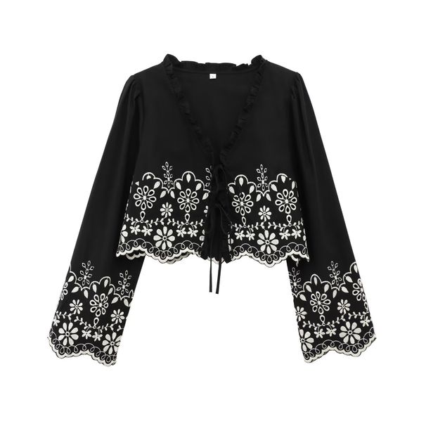Women's Clothing Classic Fashion Hollow Embroidery Cotton Top_ecoleips.com