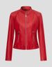 Women's Red PU Leather Jacket – Stylish Stand Collar Short Coat, Trendy Biker & Streetwear Fashion For Spring & Fall_ecoleips.com