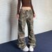 Women’s Clothing slanted pocket design camouflage overalls loose slightly flared straight pants for men and women autumn new styles_ecoleips.com