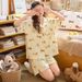 Women's Summer 2026 Cartoon Short-sleeve Short Pants Home Wear Set, Sweet And Cute, Can Be Worn Outside, Made Of Pure_ecoleips.com