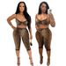 European And American Women's Fashion Leopard Print Cropped Pants Set Sexy Lace Trim Bra Matching_ecoleips.com