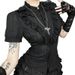 Dark Gothic Ruffled Lace Jacquard Textured Shirt Stand Collar Slimming Waist Hot Girl New Stand Collar_ecoleips.com