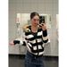 American Retro Black-And-White Striped Woolen Caped Sweater With A Fitted, Slimming Silhouette, Paired With A Sophistica_ecoleips.com