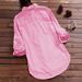 Spring Cotton And Linen Loose-Fitting Fashionable Slimming Pink Long-Sleeved Shirt With Checkered Pattern For Women_ecoleips.com