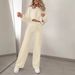 Women's Solid Color Two Piece Set Pullover Sweatshirt & Casual Pants Autumn/Winter Combo European & American Fashion Bestseller_ecoleips.com