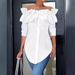 Women's Clothing Simple Solid Color One Shoulder Ruffled Shirt Tops For Women_ecoleips.com