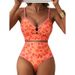 Women's American Style O-Ring Bikini Set High-Waist Floral Print 2 Piece Swimsuit For Summer Beach Wear_ecoleips.com