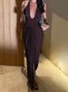 Mozision Deep V Neck Backless Sexy Maxi Dress Women Elegant Halter Sleeveless High Waist Pleated Split Club Party Long Dresses_ecoleips.com
