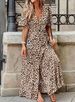 Leopard Print V Neck Dress Sexy Short Sleeve Dress For Spring Summer Women's Clothing_ecoleips.com
