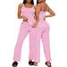 Women's Clothing Comfortable Suspenders Slim Bow Sleeveless Tight Trousers Suit_ecoleips.com