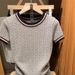 Women's Short Sleeved T-Shirt Summer Style Knitted Top Thin Ice Silk Cable Knit Pattern New Design_ecoleips.com